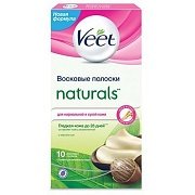 Восковые полоски с маслом ши серии Naturals c технологией Easy Gel-wax 10шт - Veet купить в Москве